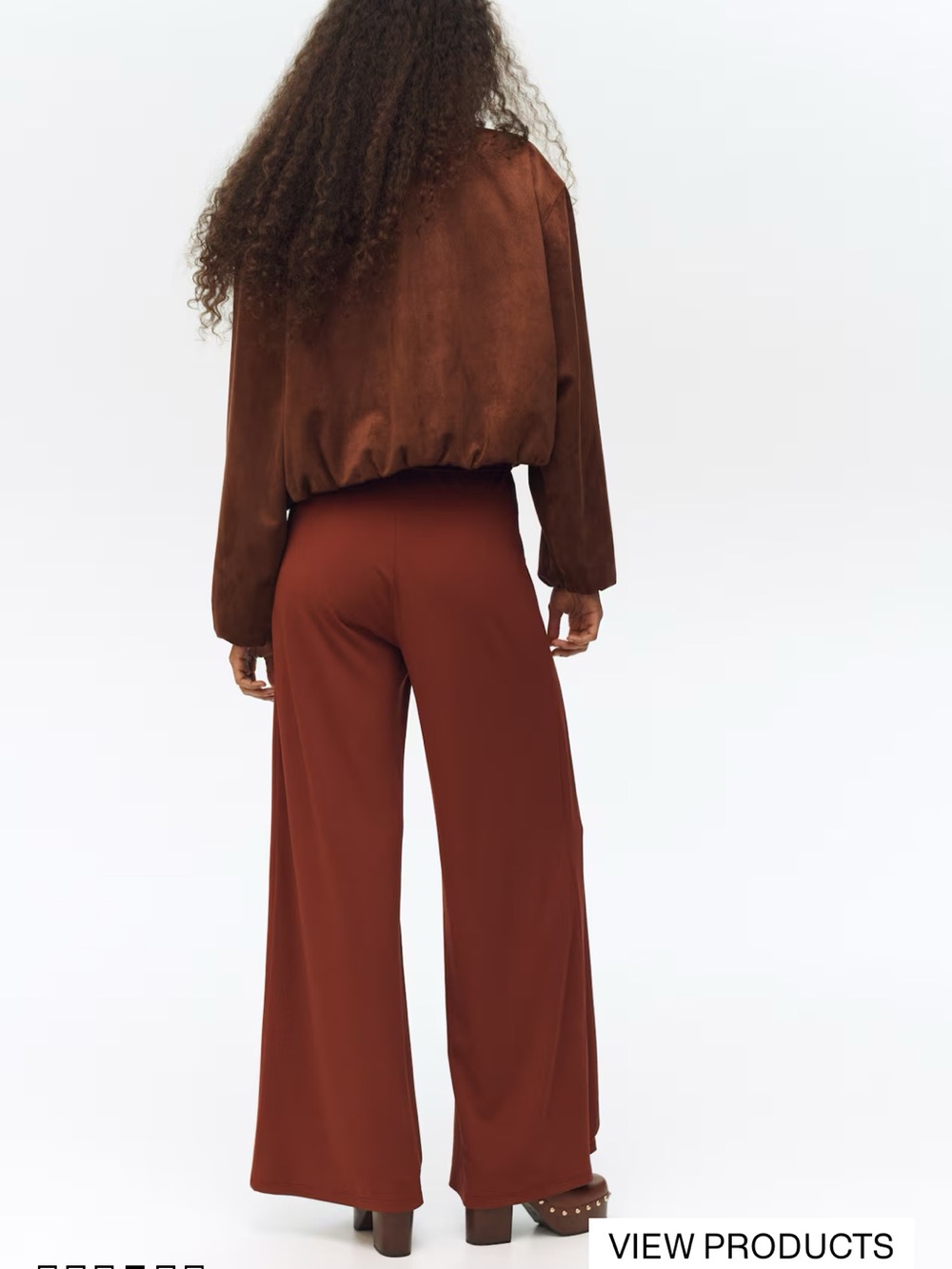 H&M Rust Wide-Leg Draped Pants - Picture 9 of 10